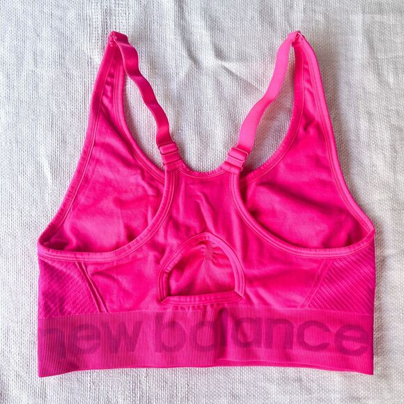 NWOT New Balance Seamless Cami Sports Bra - Neon Pink - Adjustable Straps - Sz L - Picture 2 of 6